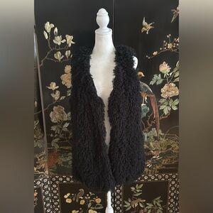Black Shaggy Faux Fur Vest